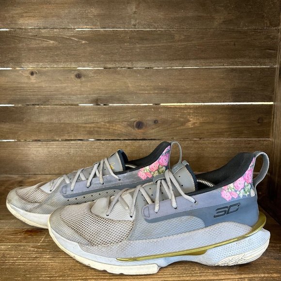 Mens Under Armour Curry 7 Floral Chinese New Year Sneakers Shoes Size 12.5 D GUC - Picture 2 of 7